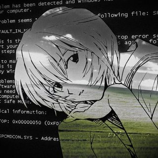 Avatar: Rei Ayanami over a Windows blue screen